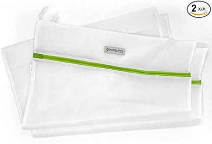 Heritage Park Fine Mesh Laundry Bags - Micro Mesh for Safely Washing Delicates - Gusseted Bottom for Extra Space, Hidden Zipper, and Convenient Hanging Loop - Pack of 2 Large (20" x 24")