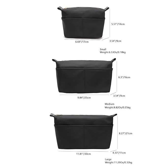 Insert Storage Bag Set Three Size Purse Organizer Cosmetic Bags with Compartments Makeup Travel Bags for Women Nylon (Large-nylon)