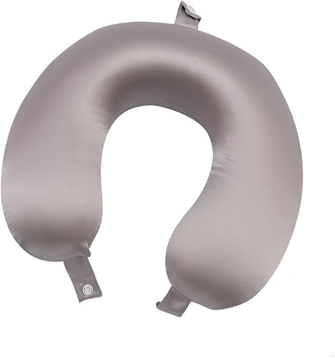 ROSEWARD Anti Wrinkle 100% Mulberry Silk Neck Pillow for Travel 22 Momme Real Silk Travel Pillow for Pain Relief Sleeping, Pure Organic Silk Airplane Pillow, Travel Essentials for Women Made in USA