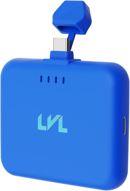 LLEVVELL Spark Portable Charger for iPhone 17/16/15 USB C 2500mAh Power Bank with LED Indicators 2.4A Fast Charging Mini Portable Charger with Pass Through Technology LVL 25 LVL 25 (Blue)
