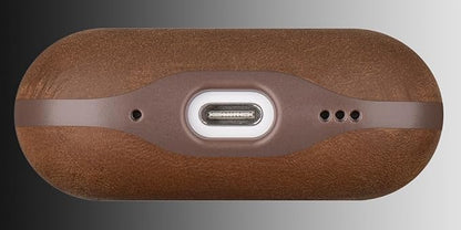 LOPIE Case for AirPods Pro 2nd Generation - Handmade AirPods Pro 2 Case Cover - Made of Crazy Horse Leather - Protective Hard Shell Cover Compatible with Wireless Charging - Vintage Style - Dark Brown
