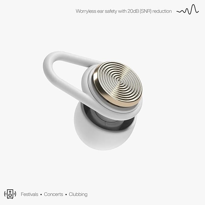 Hears Ear Plugs for Noise Protection - Patented Concert Earplugs, 20dB SNR Sound Reduction, Hypoallergenic Ear Plugs for Sleeping Noise Cancelling with 4 Ear Tip Sizes Included - Gold Haze