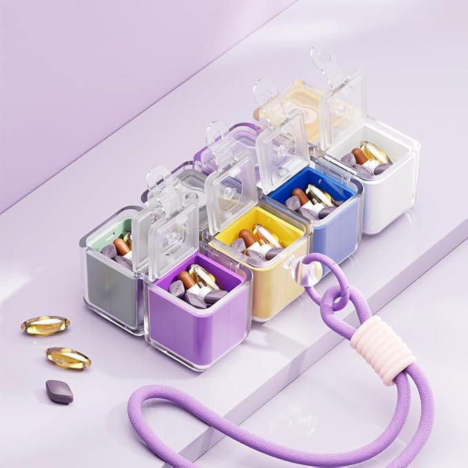 Weekly Pill Organizer Magnetic Foldable Medicine Box, 8 Day Supply, timed Daily Intake, Small Travel Medicine Box, Weekly Daily Medication Storage Container, Vitamin Medicine Container Holder.