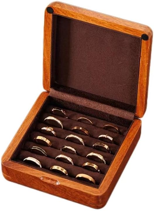 Bescott Solid Wood Small Rings Cufflink Earrings Box Jewelry For Travel Organizer Storage For Multiple Rings Wooden Case Holders For Women Men Gift