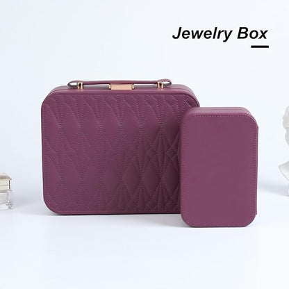 Large Jewelry Case Organizer - Travel Jewelry Box and Portable Case, Burgundy Red