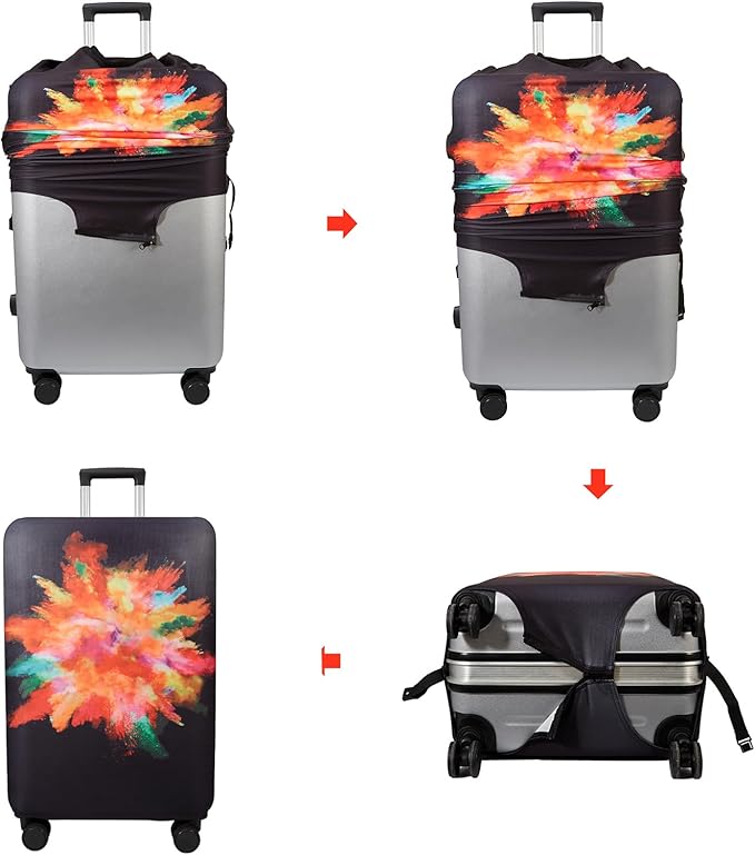 WUJIAONIAO Travel Luggage Cover Baggage Suitcase Cover Protector Skins 18-32 Inch (Graffiti, M (for 22-24 inch luggage))