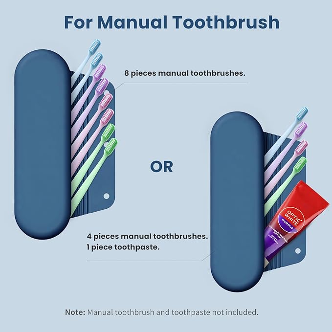 Silicone Electric Toothbrush Travel Cover, Toothbrush Travel Containers Bag Case for Men and Women,Keeps Toothbrush Fresh and Clean, Fits Most Manual and Electric Toothbrushes - Blue