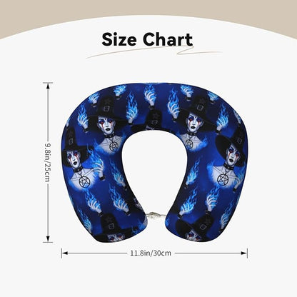 Neck Pillow Memory Foam Chin Cushion with Breathable Cover Ice Blue Fire Goth Gotik Gothic Women Girl Art, Cute Airplane Car Pillows for Office Head Pain Relief