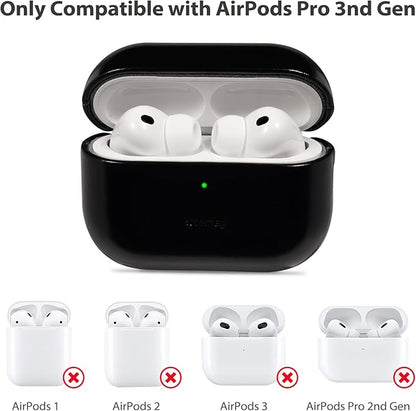 Belemay Handcrafted Oil-Waxed Leather Case for AirPods Pro 3rd Gen (2025), Genuine Cowhide, Smooth Glossy Lively Two-Tone Patina, Compatible with MagSafe, Compatible with Airpods Pro 3, Obsidian Black