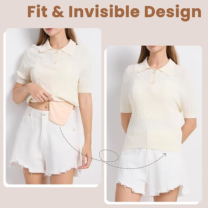 Crossbody Money Belt with Detachable RFID-Blocking Cardholder, Hidden Travel wallet for Money & Passport - Lightweight, Secure, and Invisible Design for Travel