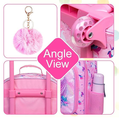 UFNDC Kids Luggage for Girls, Unicorn Suitcase Rolling with Wheels，Travel Carry on for Children Toddler elementary