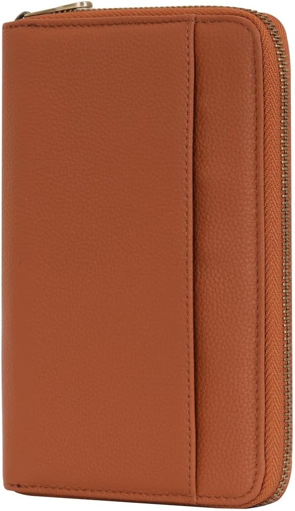 WASON Leather Zipper Travel Passport Wallet Holder RFID Blocking Cover, Passport case Pocket Slot for Card, Cash, ID, Boarding Pass and Ticket for Men, Women and Family Trips (Brown)