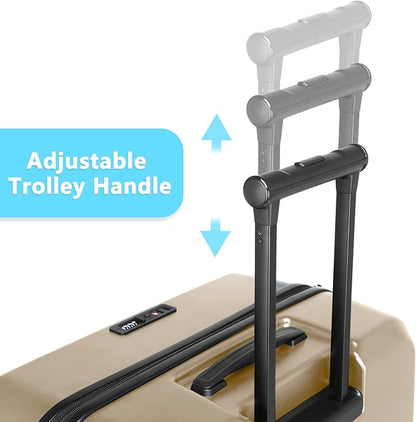 Carry On Luggage with Front Pocket & USB Port, PC Hardside 20 Inch luggage with Spinner Wheels & Built-in TSA Lock, Durable Lightweight Rolling Suitcase, Carry-On 20-Inch, Champagne