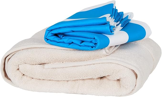 Dock & Bay Beach Towel - Quick Dry, Sand Free - Compact, Lightweight - 100% Recycled - Includes Bag - Cabana - Bondi Blue - Extra Large (200x90cm, 78x35)