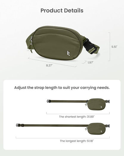 tomtoc Belt Bag with RFID Blocking, 1.5L Cross Body Fanny Pack for Women Men, Sling Waist Bags with Adjustable Strap for Travel Walk