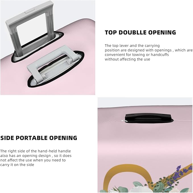 Flower Lette R Pink Luggage Cover Elastic Washable Stretch Suitcase Protector Anti-Scratch Travel Suitcase Cover for Kid and Adult L (25-28 inch suitcase)