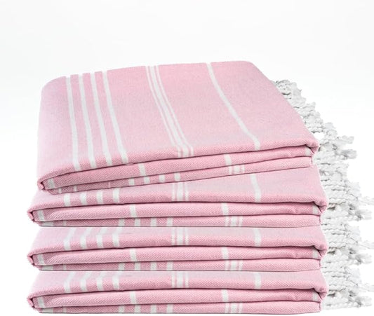 Cotton Turkish Beach Towel with Towels Oversized 36"x72" Pool Absorbent Extra Large Quick Dry Sand Travel Towel (Peony Plush, 4 Pack)