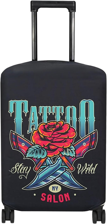 Explore Land Travel Luggage Cover Suitcase Protector Fits 31-32 Inch Case (Blade Rose, XL)