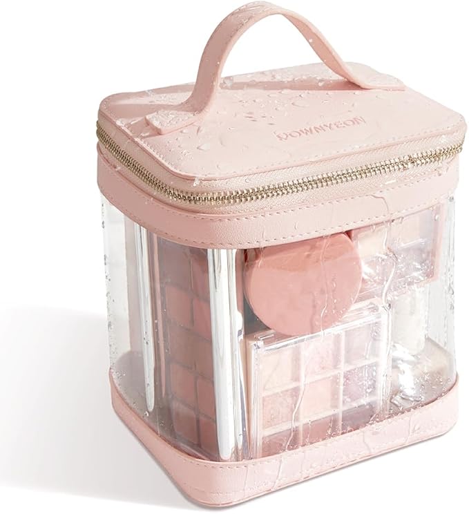 ROWNYEON Clear Makeup Case Toiletry Bag Multipurpose Travel Makeup Train Case Portable Cosmetic Organizer Transparent Storage Bag