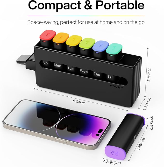 Weekly Pill Organizer 2 Times a Day - Am Pm Pill Box 7 Day, Large Twice Medicine Pill Case for Daily Medication, Vitamins, Fish Oils, Supplements Portable Week Pill Holder Container, Opaque Black