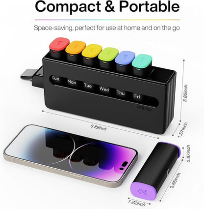 Weekly Pill Organizer 2 Times a Day - Am Pm Pill Box 7 Day, Large Twice Medicine Pill Case for Daily Medication, Vitamins, Fish Oils, Supplements Portable Week Pill Holder Container, Opaque Black