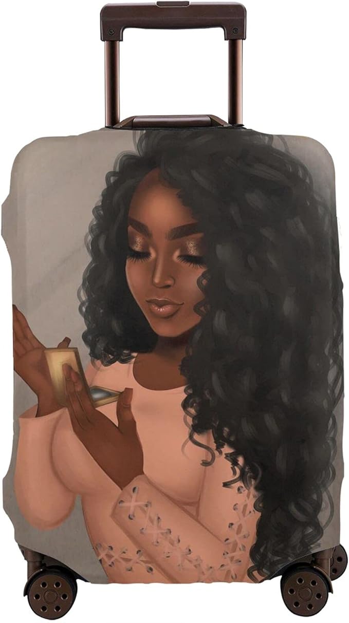 Travel Suitcase Protector African American Black Girl Elastic Protective Washable Luggage Cover With Concealed Zipper Suitable For Small