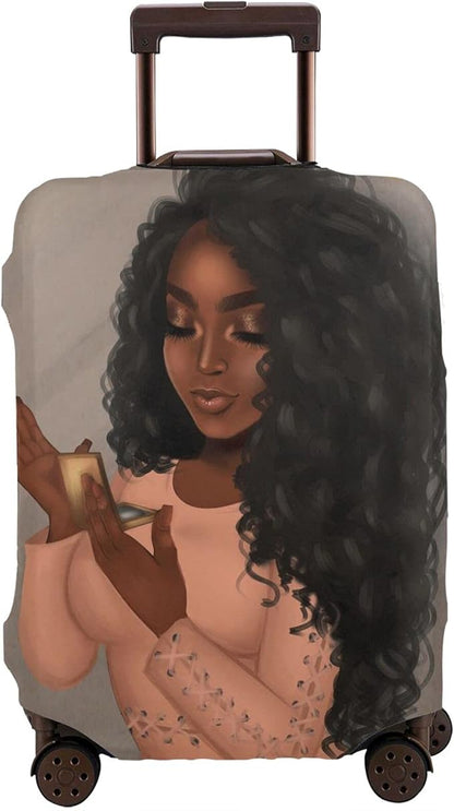 Travel Suitcase Protector African American Black Girl Elastic Protective Washable Luggage Cover With Concealed Zipper Suitable For Small