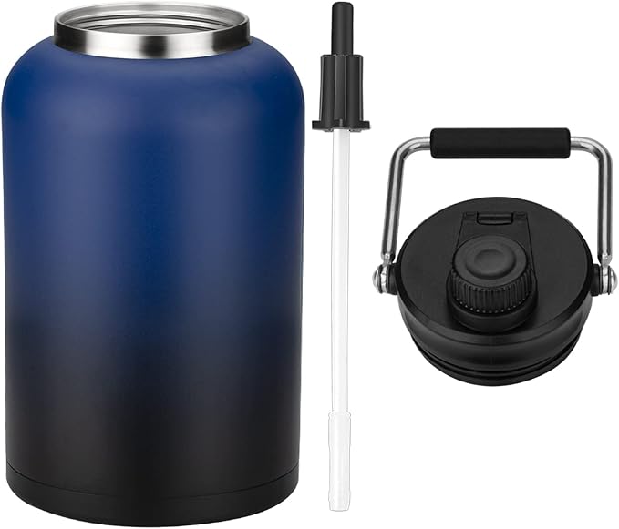 Zenbo One Gallon Jug with Straw, 128 oz Double Wall Vacuum Insulated Sports Water Bottle, Keeps Cold up to 48 Hours, Leak-Proof & Sweat-Proof Stainless Steel Water Jug for Gym, Outdoor & Camping