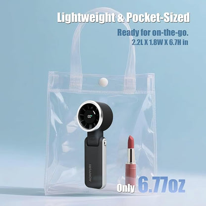 Foldable Handheld Fan | 5-Speed Turbo Blast | 16-Hour Runtime | Type-C Fast Charging | 3-in-1 Portable Design - Perfect for Travel, Camping, Office & Gifts