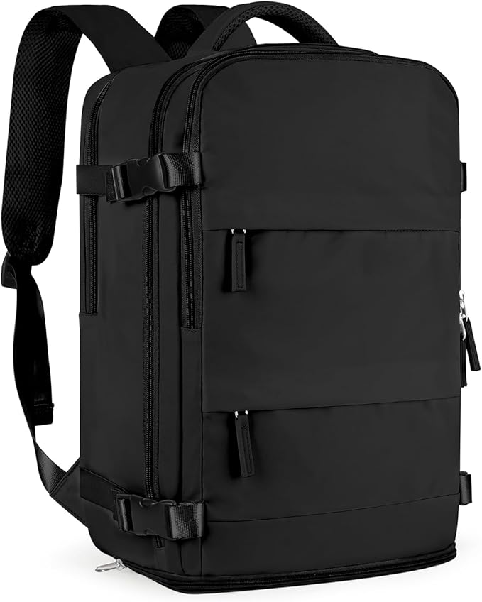coofay Large Black Travel Backpack For Women Men Airline Approved Carry On Backpack Flight Approved Waterproof Sports Luggage Backpacks Casual Daypack Small Hiking Backpacks