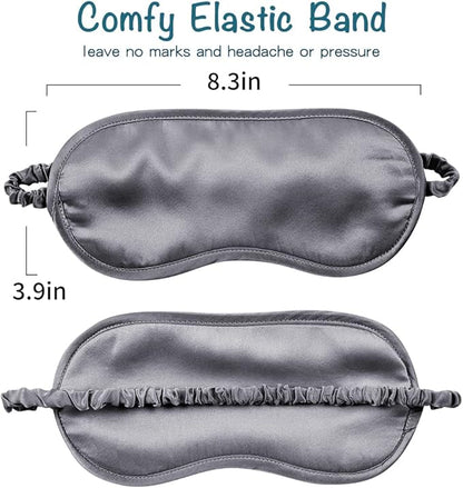 LULUSILK Mulberry Silk Sleep Eye Mask Blindfold with Elastic Strap Headband, Soft Eye Cover Eyeshade for Night Sleeping, Travel, Nap (Charcoal Gray)