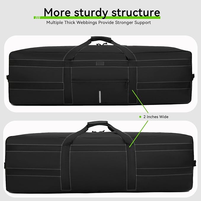 138L Extra Large Duffel Bag, 45.5'' Duffle Bag for Travel, Water Resistant & Foldable Luggage Bag, Camping Bag, Sports Equipment Storage Bag, Travel Tent Storage Bag, Moving Bag (Black)