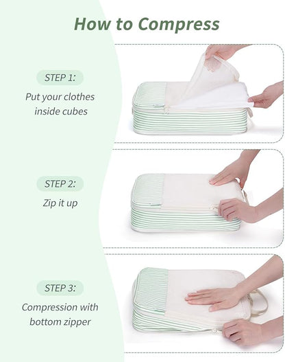 Narwey 6 Set Compression Packing Cubes for Travel Kids Women Carry on, Packing Organizers Bag for Backpack Luggage Suitcase Duffle Bags