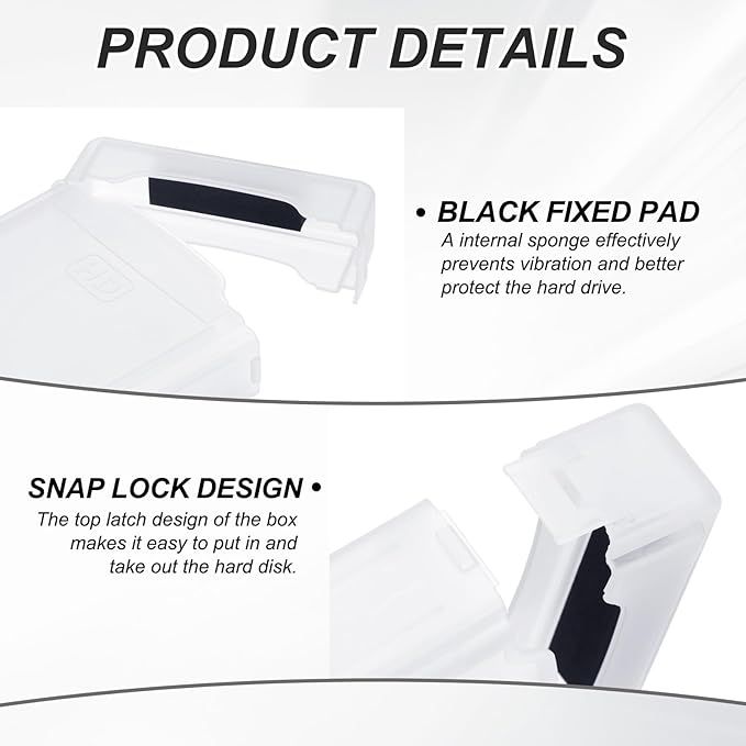 PATIKIL 6.5" x 4.5" Hard Drive Disk Case, 2Pcs Plastic Hard Disk Storage Box Portable Anti-Static Case for 3.5" External SSD HDD, White