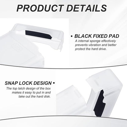 PATIKIL 6.5" x 4.5" Hard Drive Disk Case, 5Pcs Plastic Hard Disk Storage Box Portable Anti-Static Case for 3.5" External SSD HDD, White