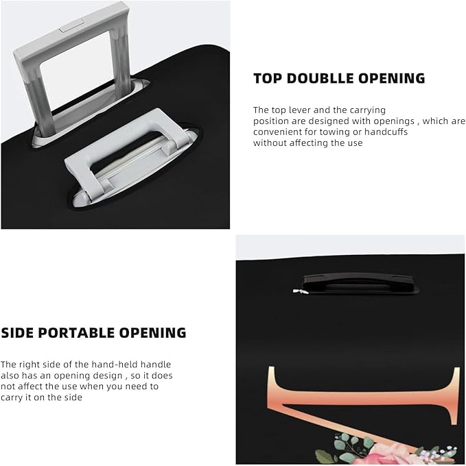 Floral Letter M Travel Luggage Cover Spandex Suitcase Protector Elastic Washable Stretch Suitcase Cover,Size M(Fit 22-24inch Suitcase)