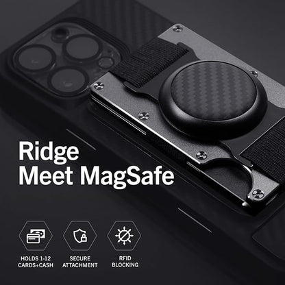 Ridge Wallets for Men Compatible with Magsafe - Slim Minimalist Compact Wallet and Card Holder, RFID Protected Front Pocket Wallets for Men with Integrated Cash Strap (Gunmetal)