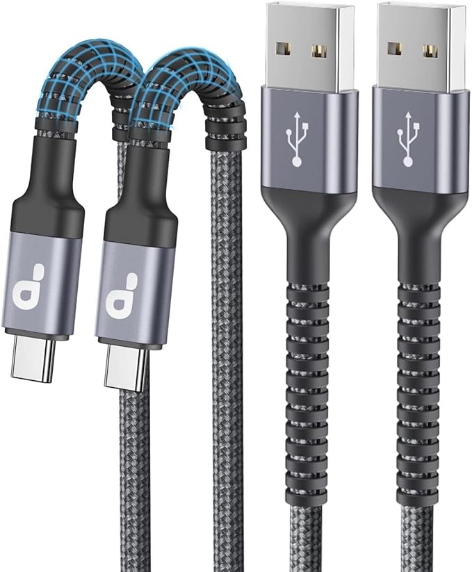 USB C Cable 10FT, 2Pack Long USB A to USB C Charger Cable, Type C Cable 3A Fast Charging Upgraded Extra Durable Braided USBC Cord Compatible with iPhone 17/16 15 Pro Max/Samsung Galaxy S23/LG and More