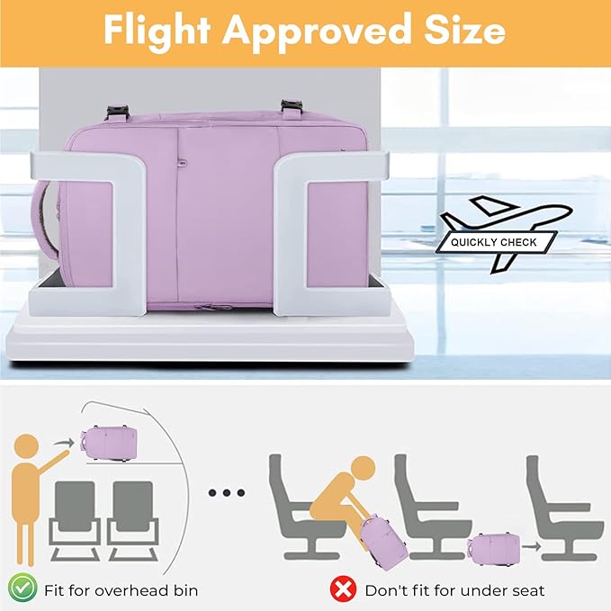 Taygeer Travel Backpack for Men Women, Airline Approved Underseat Personal Item with 17.3 inch Laptop Compartment, TSA Friendly Mochila for Business Hiking Weekend, Carry On Backpack, Orchid Purple