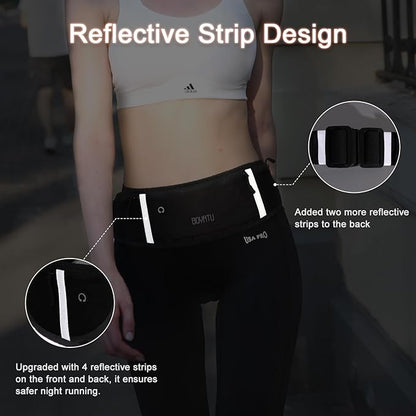 Running Belt Waist Fanny Pack: Slim Phone Holder Workout Pouch for Walking JoggingBlack
