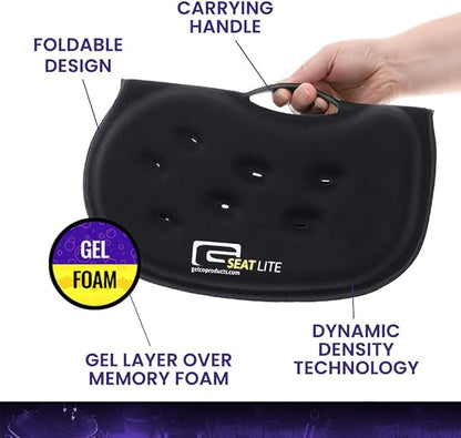 GSeat Lite Travel Gel and Foam Cushion - for Back Pain, Sciatica, Pressure Relief, and Tailbone Discomfort - Promotes Healthy Posture - Ergonomic Comfort - for Car, Commute, Airplane and Travel