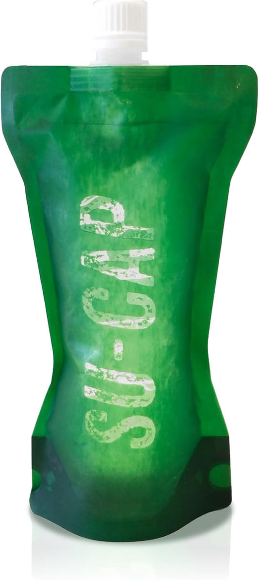 Collapsible Water Bottle – BPA Free, Foldable Sports Bottle for Hiking, Travel, Gym, Leakproof Lightweight Reusable Bottle with Carabiner – Eco-Friendly (15oz- 450 ml) (green)