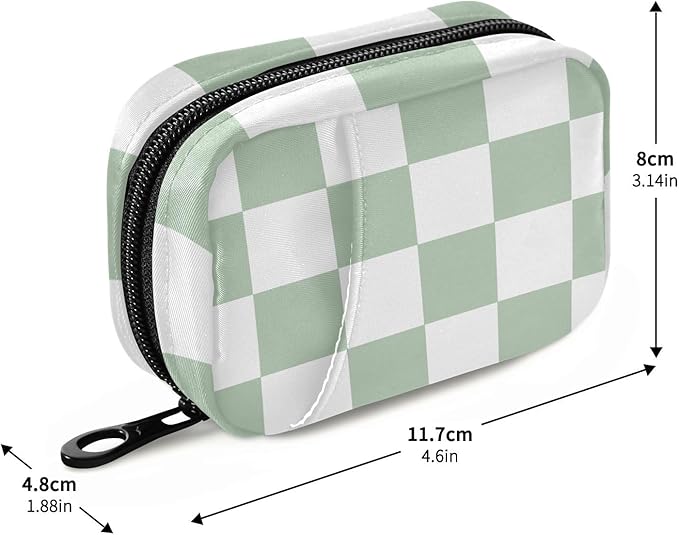Pill Organizer Box Case Weekly Travel Pill Container Cute Pill Holder 7Day Vitamin Organizer Pill Dispenser Sorter Planner Storage Small Compact Checkered Green and White13
