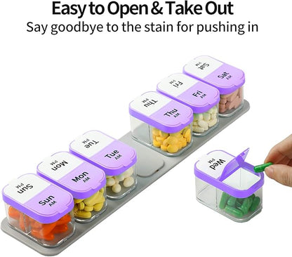 Daviky Large Pill Organizer 7 Day, Weekly XL Pill Box 2 Times a Day, Extra Big Medicine Case AM PM for Vitamins, Supplements and Medication