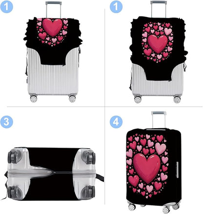 Luggage Cover Washable Suitcase Protector Anti-Scratch,Stretchable Fit for 20-34Inch Luggage Durable Travel Bag Cover with Zipper Closure (Heart, L(fits 28-30Inch suitcase))