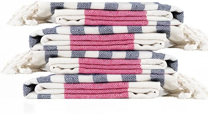 Cotton Turkish Beach Towel with Towels Oversized 36"x72" Pool Absorbent Extra Large Quick Dry Sand Travel Towel (Rosé & Riviera, 4 Pack)