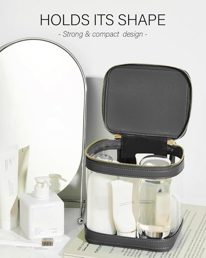 ROWNYEON Clear Makeup Case Toiletry Bag Multipurpose Travel Makeup Train Case Portable Cosmetic Organizer Transparent Storage Bag