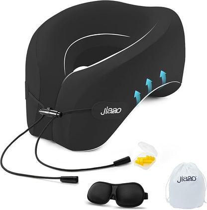 jiaao Upgraded Neck Pillow Airplane,Memory Foam Travel Pillow for International Flights, Adjustable Clasp, Storage Bag, Advanced Neck Support for Road Trips, Home, Office, and Gaming