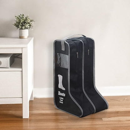 2 Pack Portable Boots Storage Bag, Beige Shoe Bags for Storage and Travel Dust Proof Travel Shoe Bags for Packing (Large)