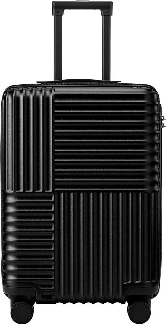 NINETYGO Carry On Luggage 22x14x9 Airline Approved, 20 Inch Luggage with Smooth Double Spinner Wheels, Hard Shell PC+ABS Suitcase Carry-On, Lightweight Travel Luggage, TSA Approved (Black, Himalayas)
